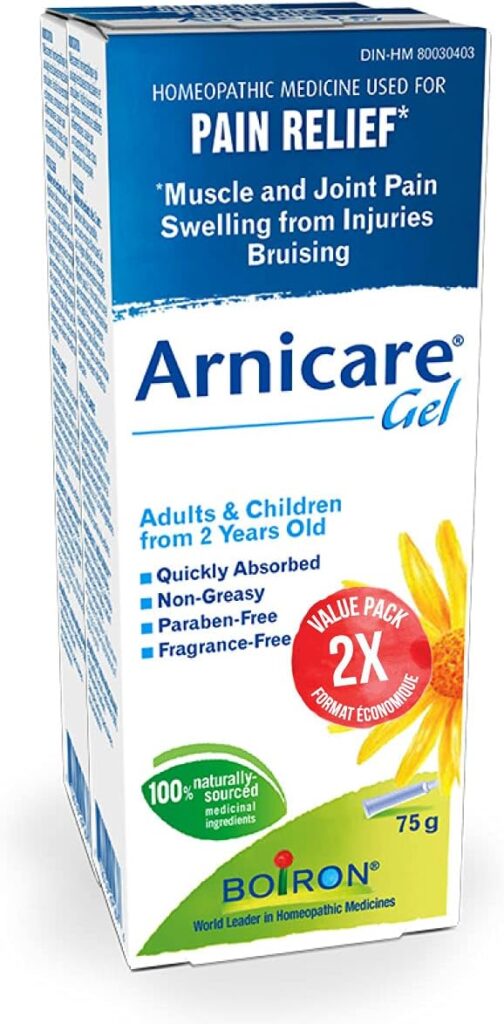 Boiron Arnicare Gel for relief of muscle and joint pain, swelling, and bruising. Natural health product 2x75g