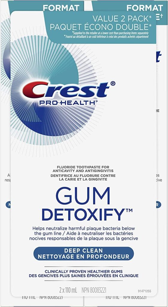Crest Pro-Health Toothpaste Gum Detoxify Deep Clean, 110 mL (Pack of 2)