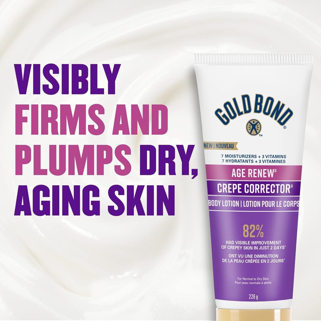 Gold Bond Age Renew Crepe Corrector 226g Body Lotion - Visibly Firms, Tightens, Hydrates Dry, Crepey Skin - Formulated with 7 Moisturizers  3 Vitamins - Omega Fatty Acids, Antioxidants, Botanicals