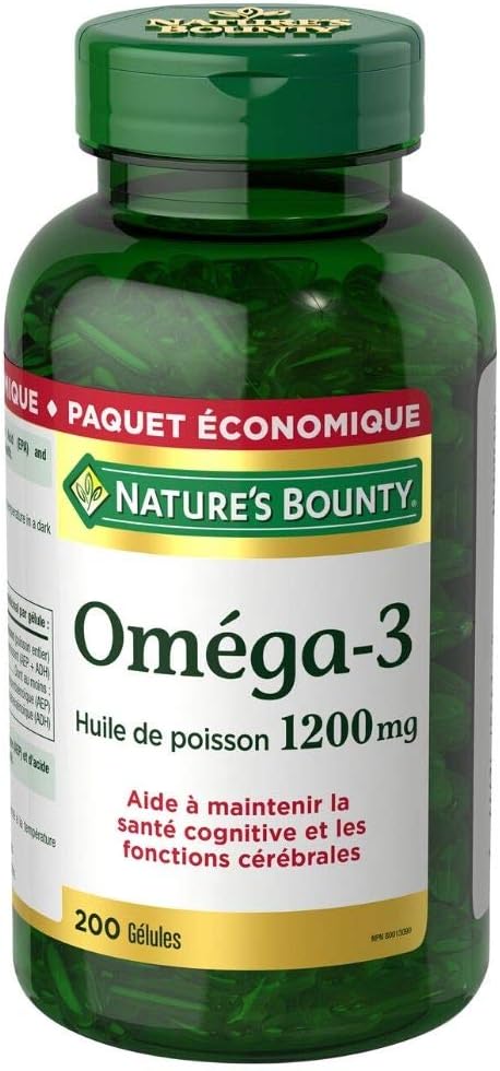 Natures Bounty Fish Oil Pills, Omega 3 Supplement, Helps Support Cardiovascular Health, 1200mg, 200 Softgels