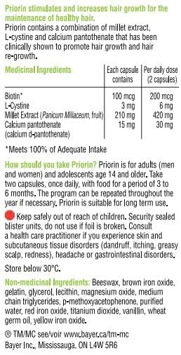 Priorin Hair Growth Vitamins With Biotin - Hair Vitamins To Stimulate Hair Growth For Men And Women, Decrease Of Hair Loss After Washing, Contains Biotin For Hair Growth, 60 Count, 1 Month Supply : Amazon.ca: Beauty  Personal Care