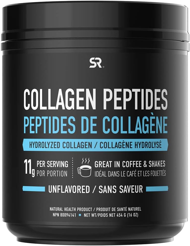 Sports Research Collagen Powder Supplement Hydrolyzed Protein Peptides that are Vital for Healthy Joints, Bones, Skin,  Nails Great Keto Friendly Nutrition for Men  Women Mix in Drinks (16 Oz)